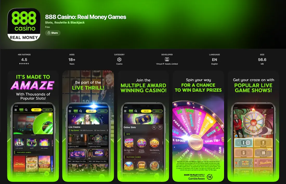 888 Casino App App Store Screenshot